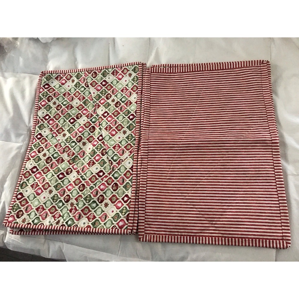 Set Of 6 Handmade Quilted Christmas Placemats 19 X 13 Brand New